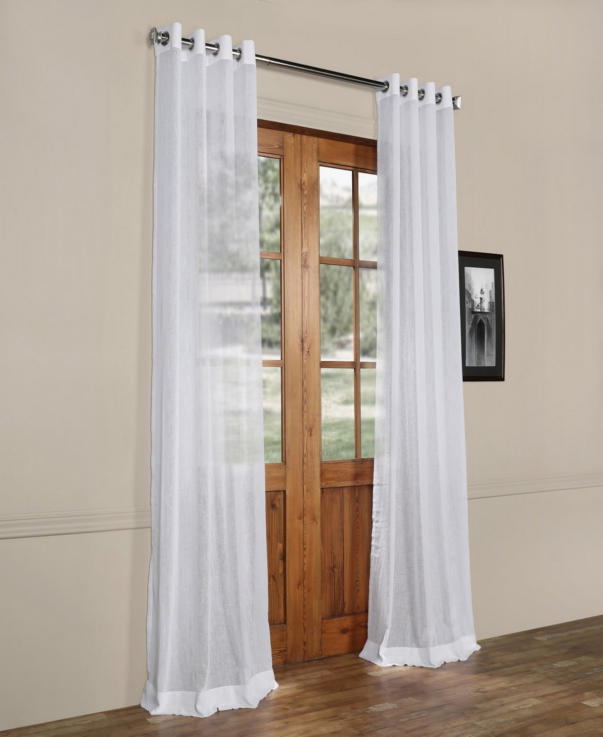 Half Price Drapes Aspen White Grommet Textured Faux Linen Sheer Curtain In White