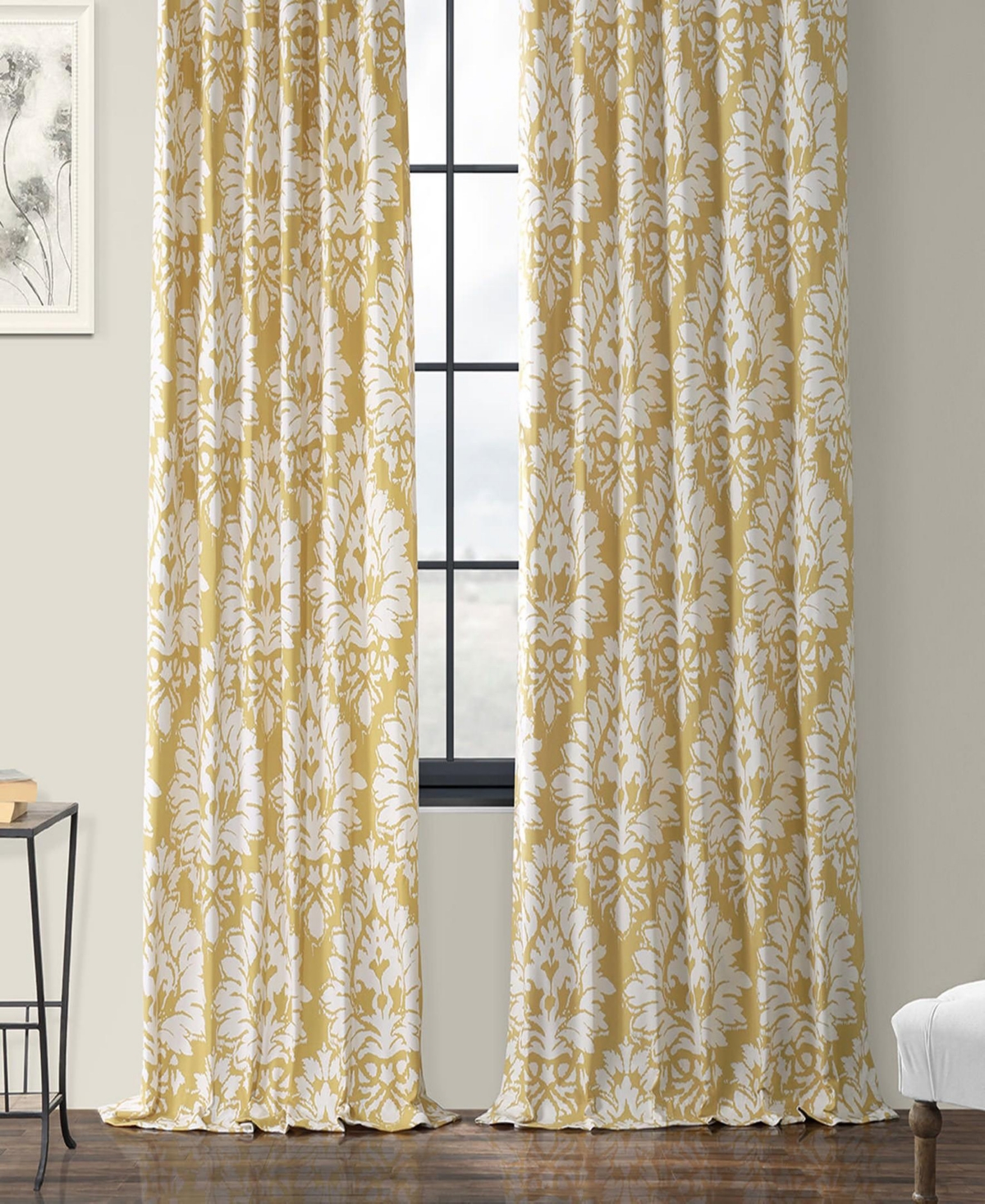 Half Price Drapes Lacuna Sun Floral Printed Cotton Room Darkening Curtain