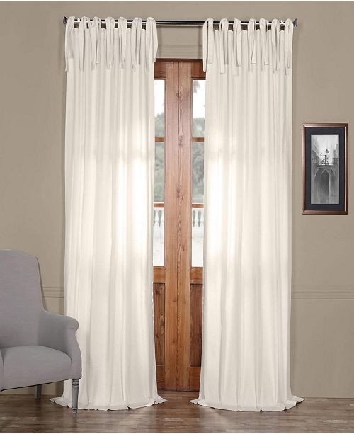 Exclusive Fabrics Furnishings Solid Cotton Tie Top 50 X 96 Curtain Panel Reviews Window Treatments Blinds Macy S