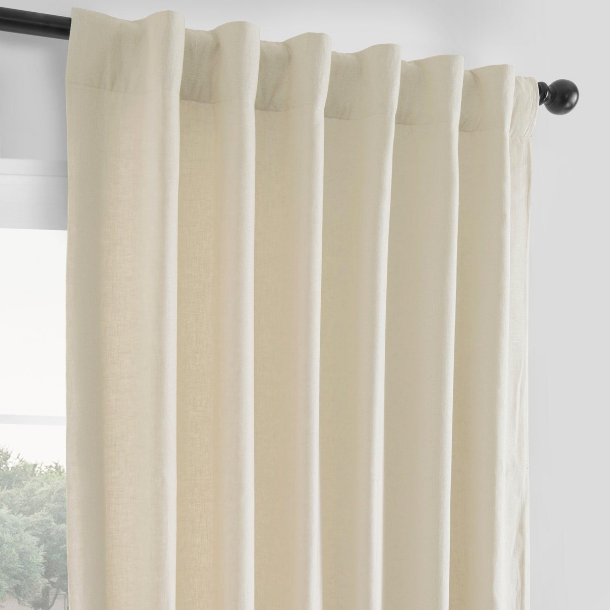 Half Price Drapes Ancient Ivory French Linen Room Darkening Curtain