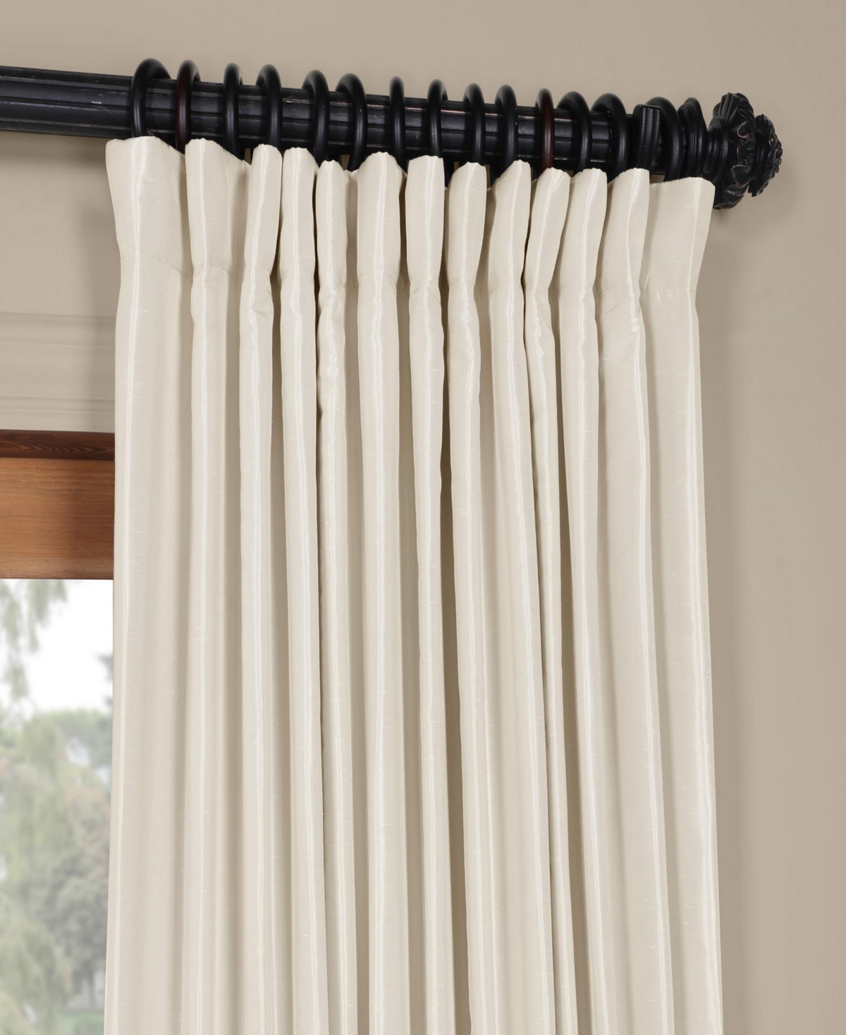 Half Price Drapes Silver Extra Wide Vintage Textured Faux Dupioni Silk Blackout Curtain In White