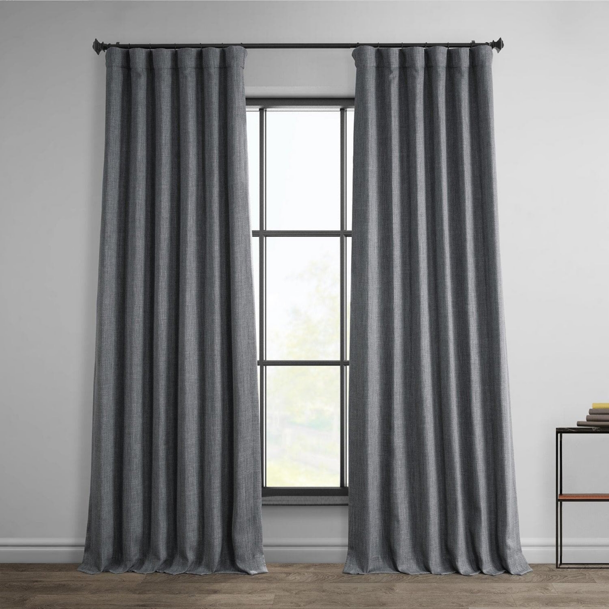 Half Price Drapes Textured Faux Linen Room Darkening Curtain In Gray