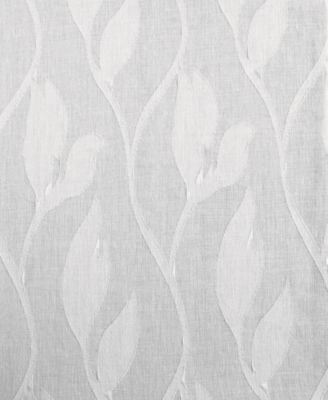 Floral Patterned Faux Linen Sheer Curtain