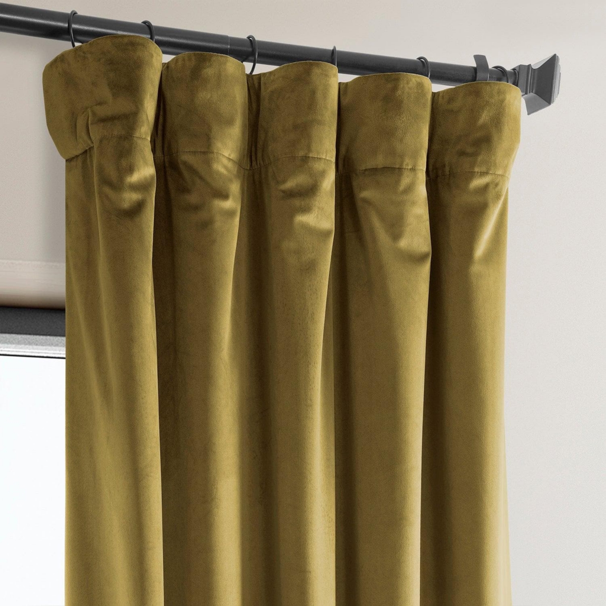 Half Price Drapes Heritage Plush Velvet Room Darkening Curtain In Green