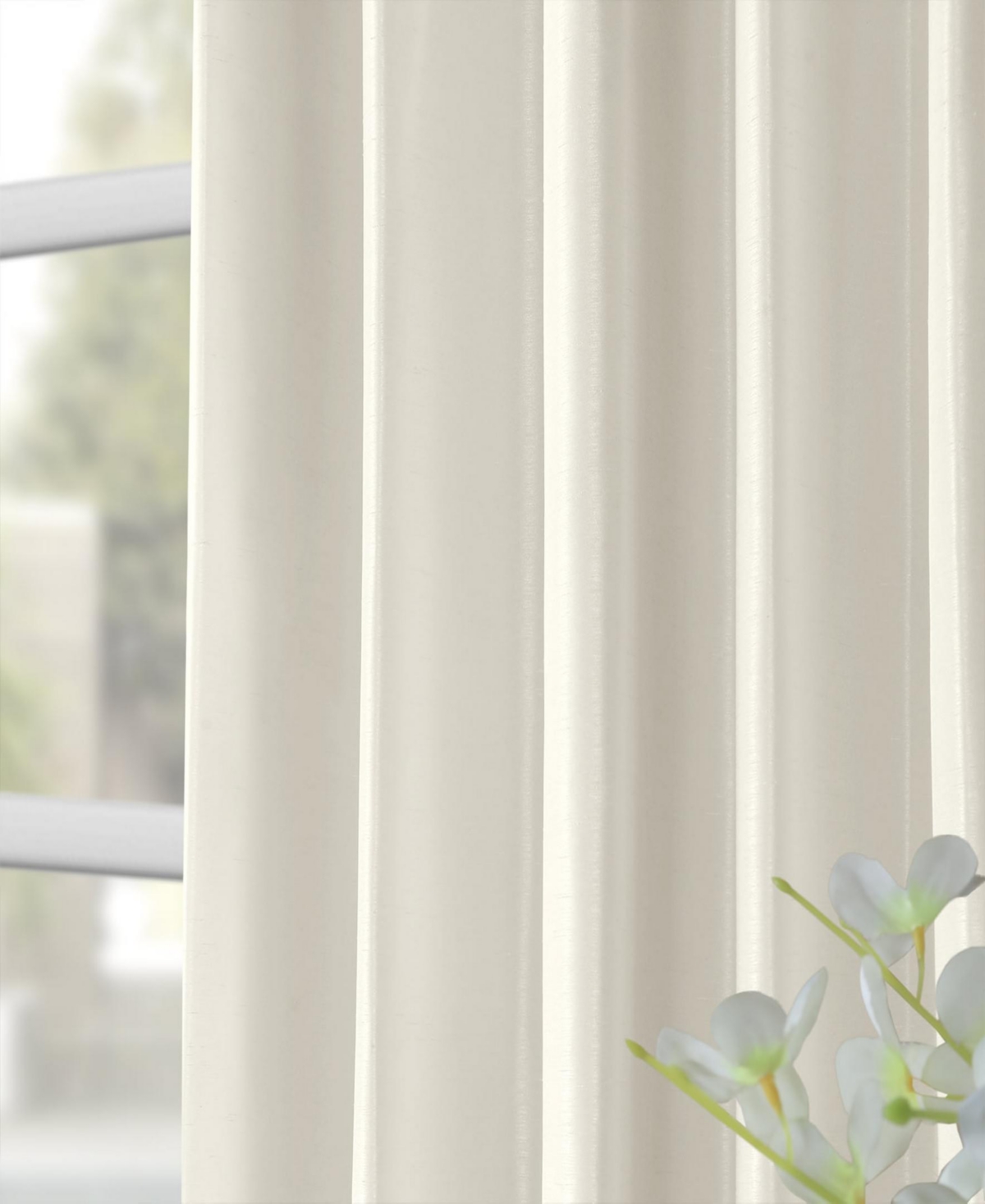 Half Price Drapes Off White Vintage Textured Faux Dupioni Silk Curtain In White