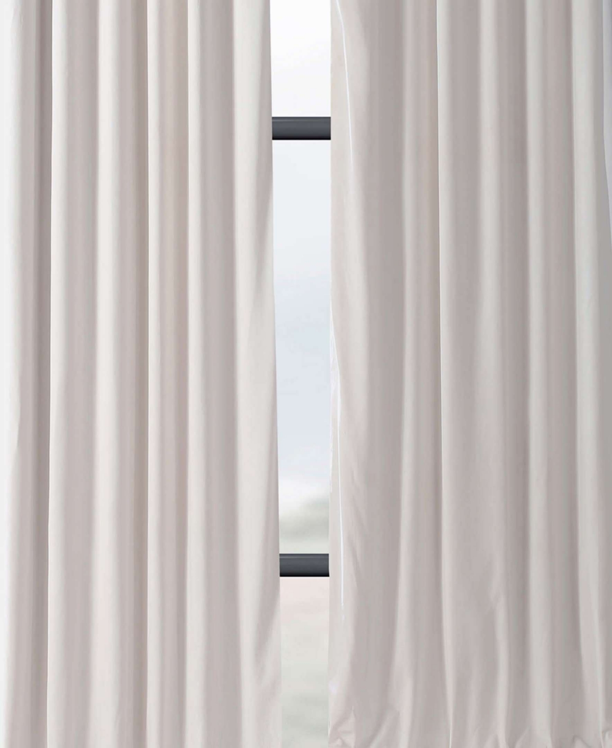 Half Price Drapes Porcelain White Signature Velvet Blackout Curtain In White