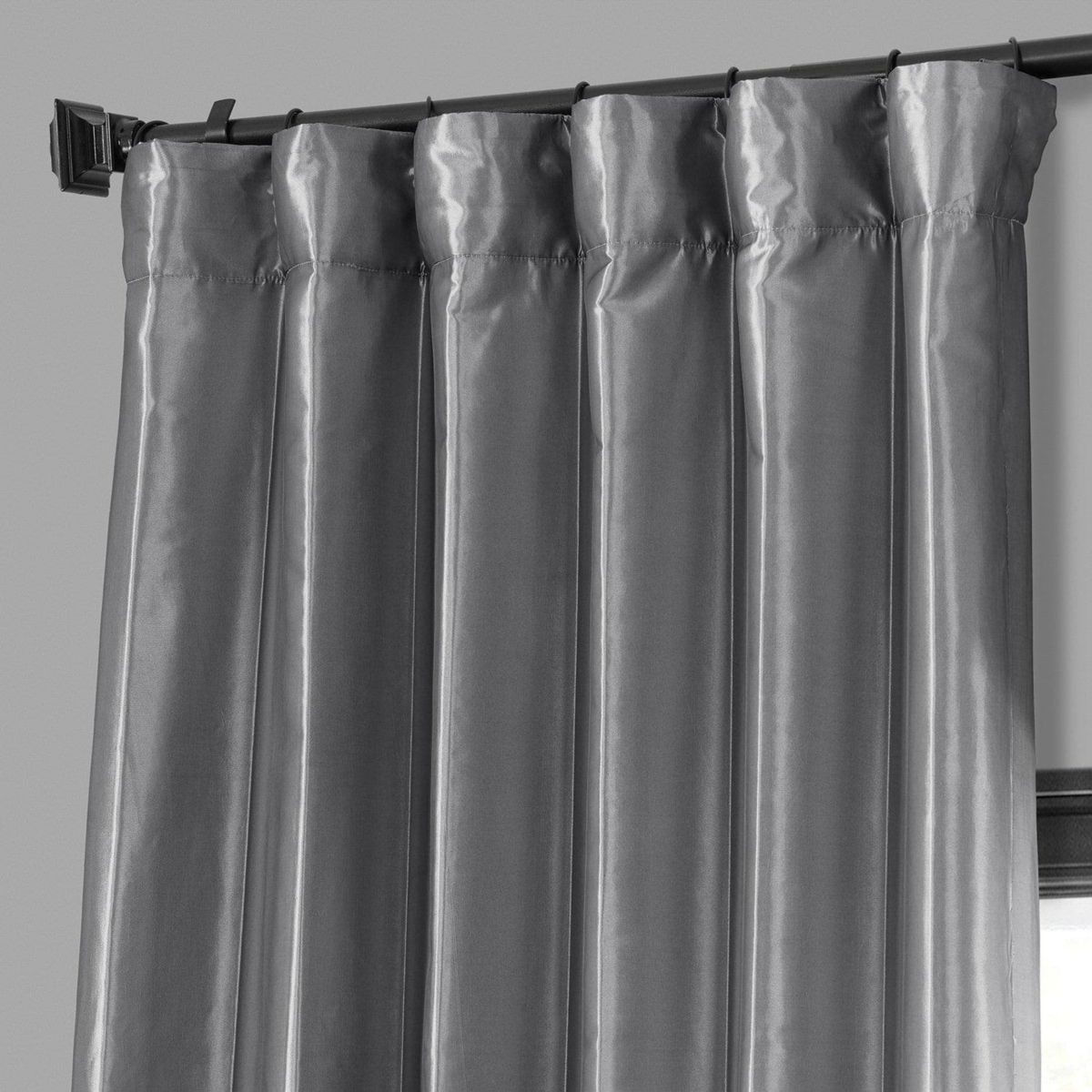 Half Price Drapes Platinum Faux Silk Taffeta Blackout Curtain