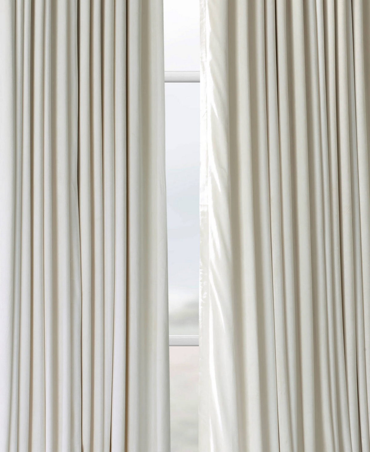 Half Price Drapes Warm Off White Signature Extra Wide Velvet Blackout Curtain In Cream