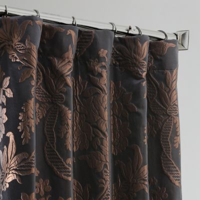 Damask Faux Silk Jacquard Room Darkening Curtain