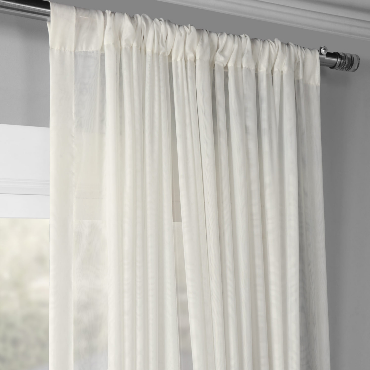 Half Price Drapes Double Layered Off White Extra Wide Sheer Curtain