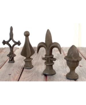St. Croix Kindwer Set Of 4 Antiqued Iron Finial Ornaments In Black