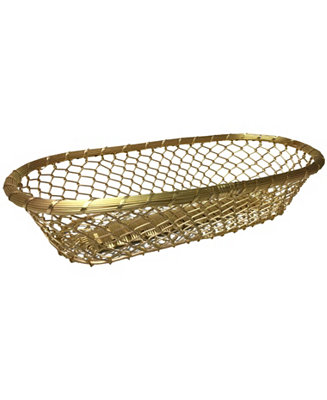 17" Gold Chain-Link Metal Wire Decorative Centerpiece Storage Bread Basket 