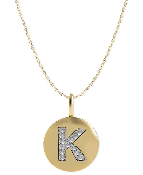 Macy S 14k Gold Necklace Diamond Accent Letter K Disk Pendant Reviews Necklaces Jewelry Watches Macy S