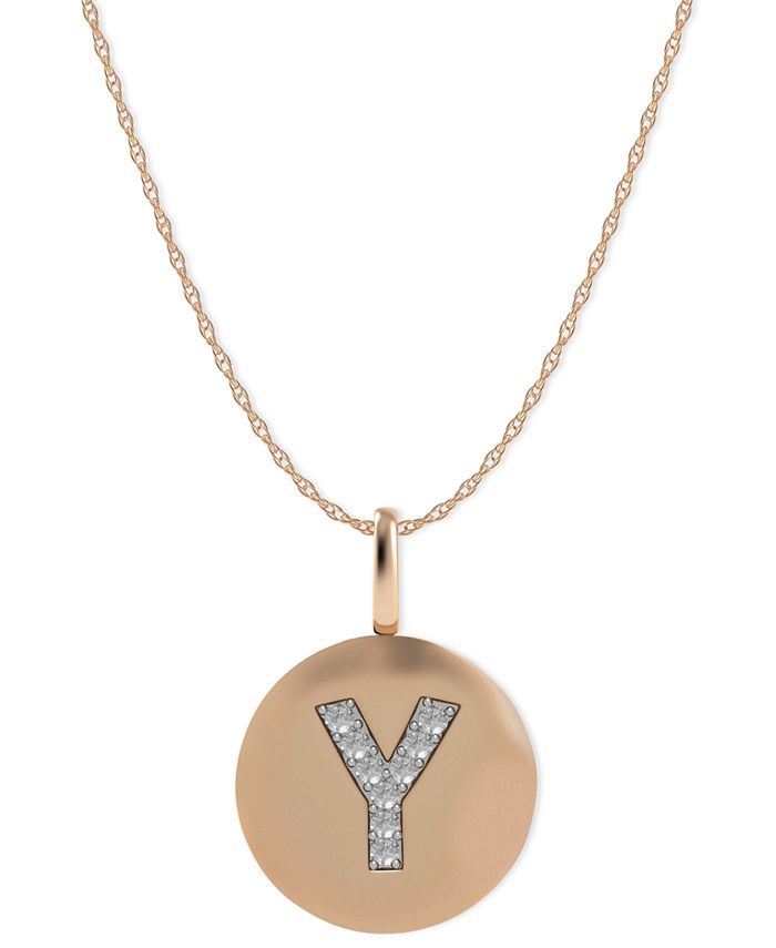 Macy's - 14k Rose Gold Necklace, Diamond Accent Letter Y Disk Pendant