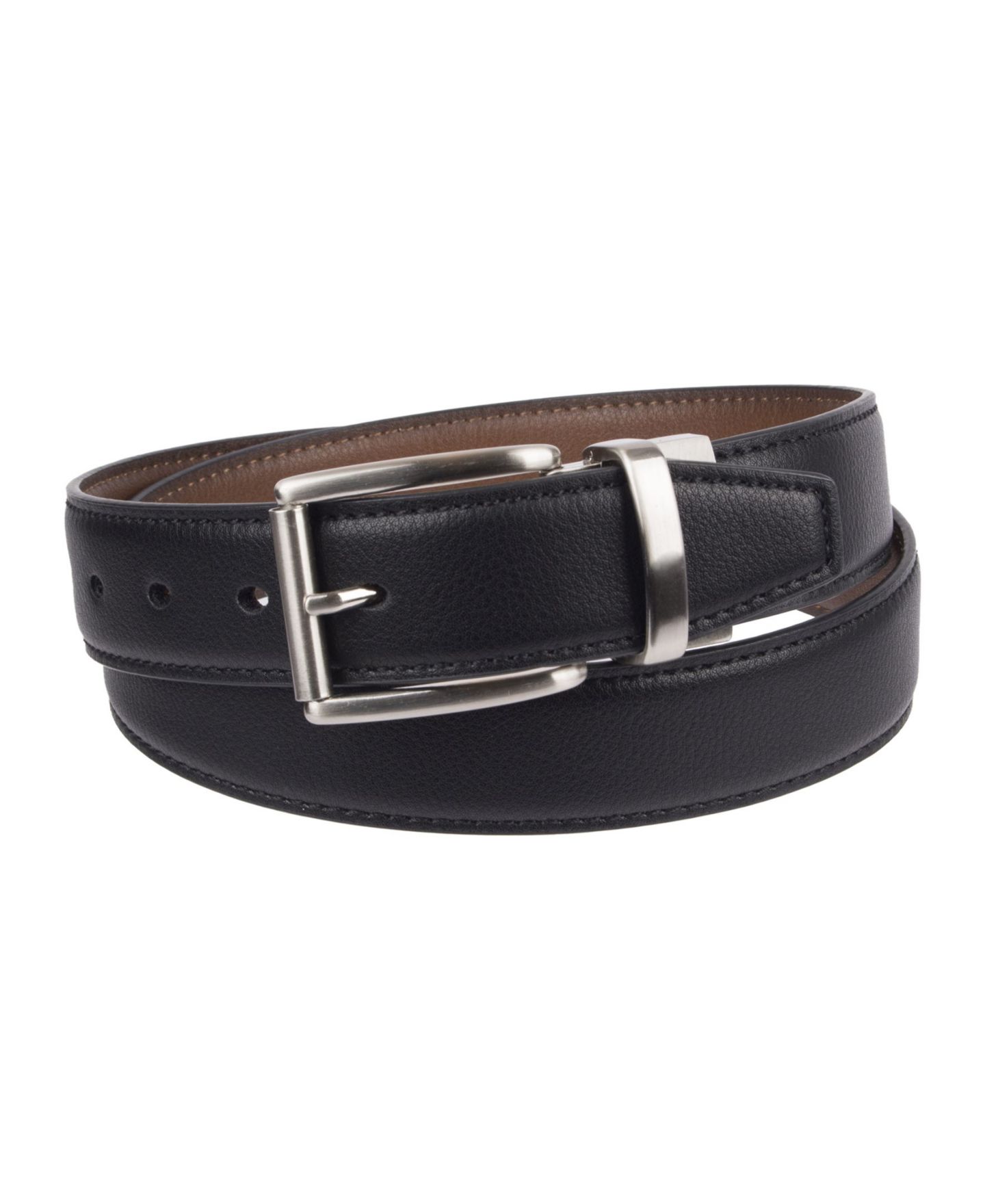 Мужской ремень Dockers Reversible Dress Belt with Comfort Stretch, цвет: Чёрный / Коньячный — фото 1