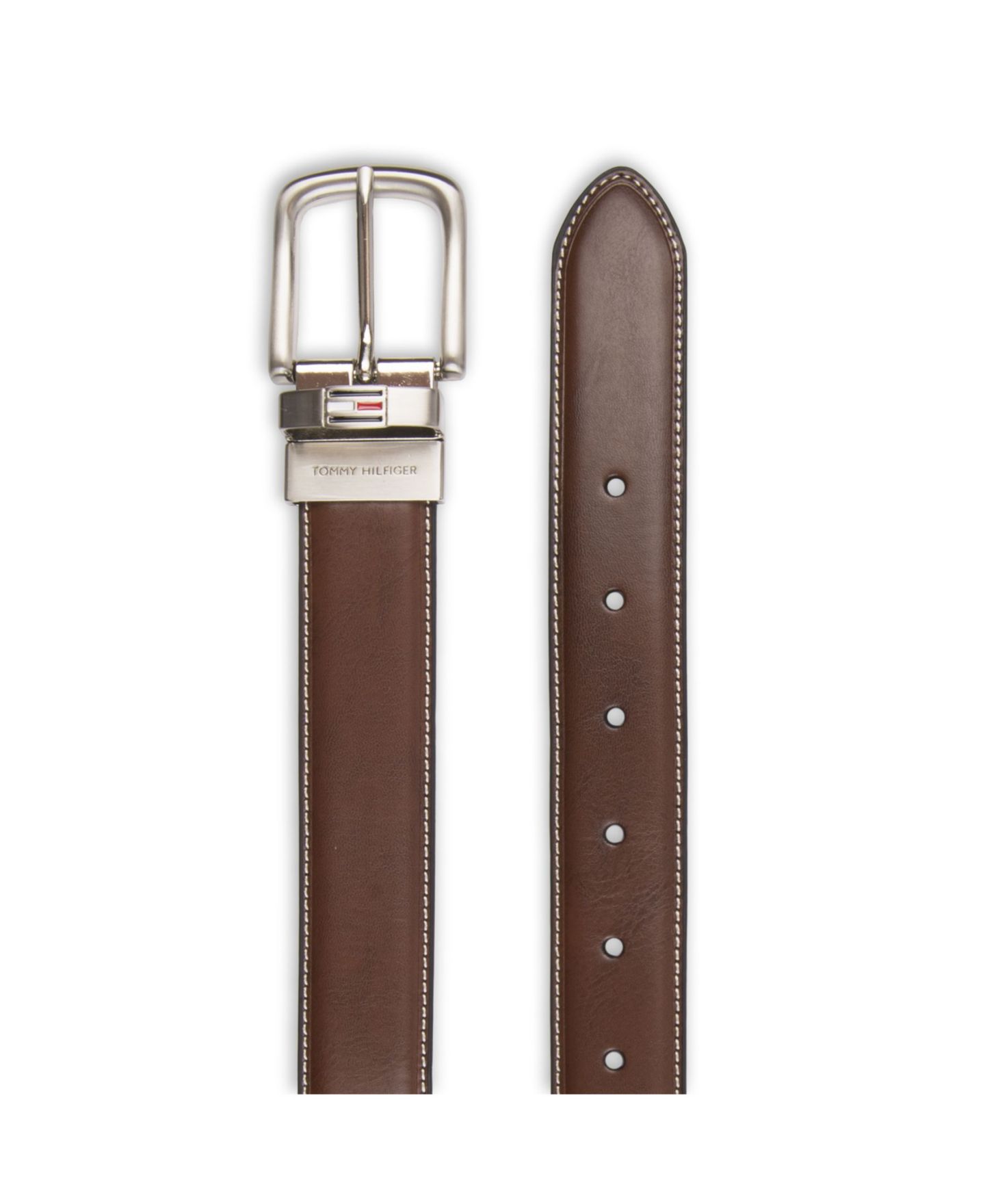 Мужской ремень Tommy Hilfiger 32MM Leather Reversible Dress Belt, цвет: Коричневый / Чёрный — фото 4