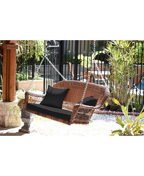 Jeco Resin Wicker Porch Swing With Cushion Reviews Furniture Macy S
