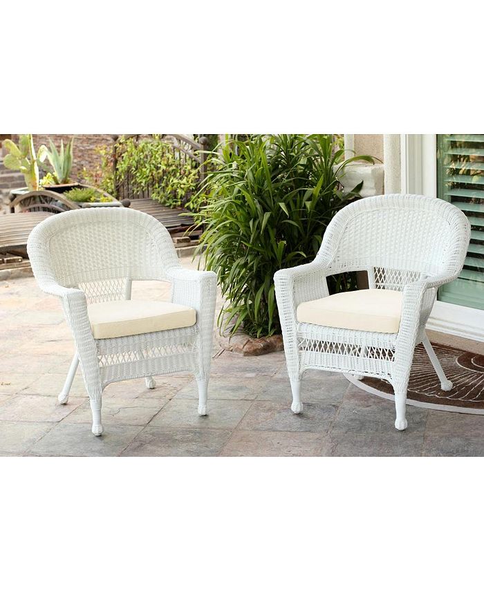 Jeco Wicker Chair with Cushion - Set of 2 - Macy's
