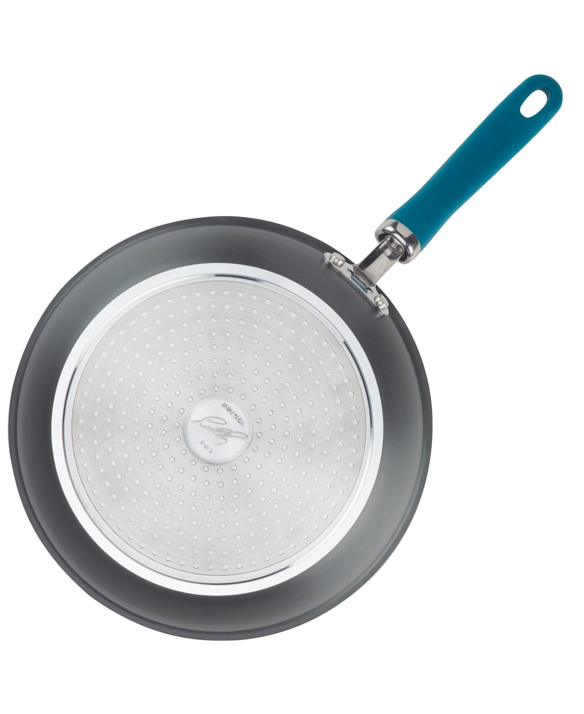 Rachael Ray Create Delicious Hard-Anodized Aluminum Nonstick Deep Skillet Twin Pack, and handles - Gray With Teal Handles