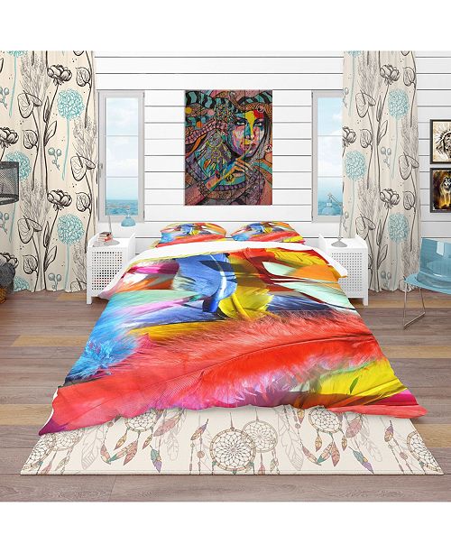 Design Art Designart Feathers Texture Southwestern Duvet Cover