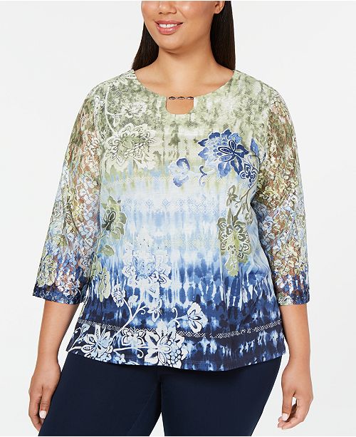 Alfred Dunner Plus Size Lake Tahoe Lace Sleeve Top Reviews