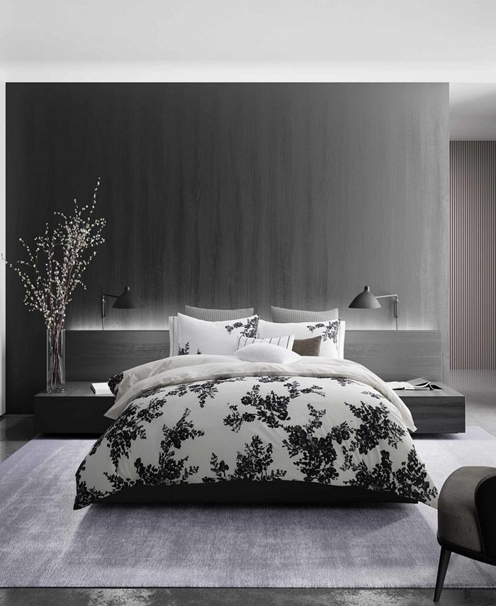 Vera Wang Ink Botanical Duvet Cover, Queen Macy's