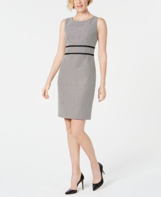 Kasper Geo-Print Contrast-Trim Dress - Macy's