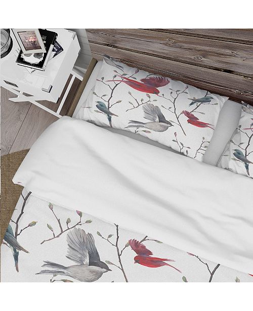 Design Art Designart Pattern With Birds Farmhouse Duvet Cover