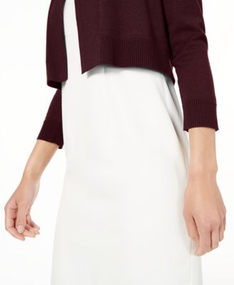 Women's Open-Front 3/4-Sleeve Knit Cropped Shrug