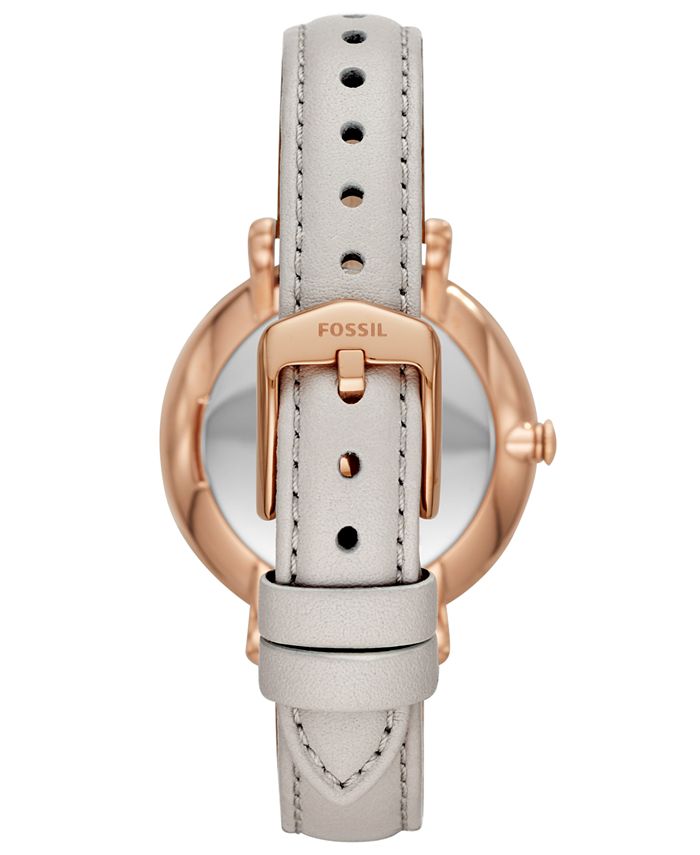 Fossil Women's Jacqueline Playful Floral Gray Leather Strap Watch 36mm