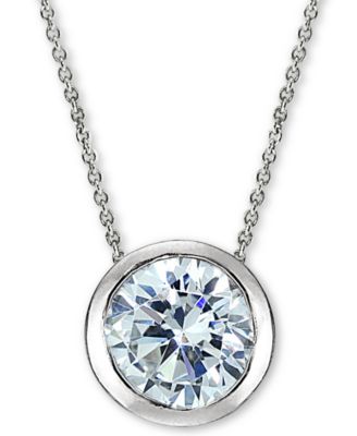 Giani Bernini - Sterling Silver Cubic Zirconia Bezel 18" Pendant Necklace