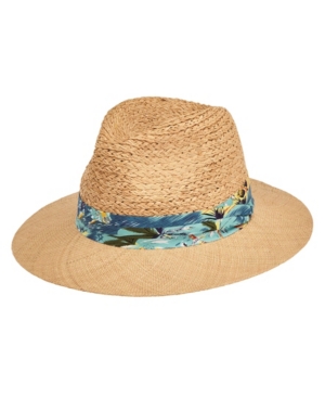 San Diego Hat Men's Raffia Braid with Bao Straw Brim Fold Band Fedora