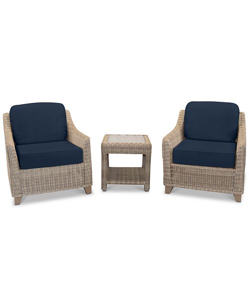 Willough Outdoor 3 Pc Set 2 Club Chairs 1 End Table With Custom Sunbrella Colors Created For Macy S