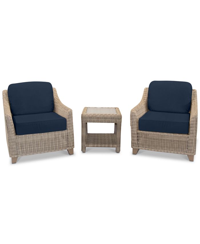 Furniture Willough Outdoor 3Pc. Set (2 Club Chairs & 1 End Table) with Custom Sunbrella® Colors