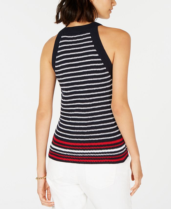 Tommy Hilfiger Striped Cotton Halter Sweater, Created for Macy's - Macy's