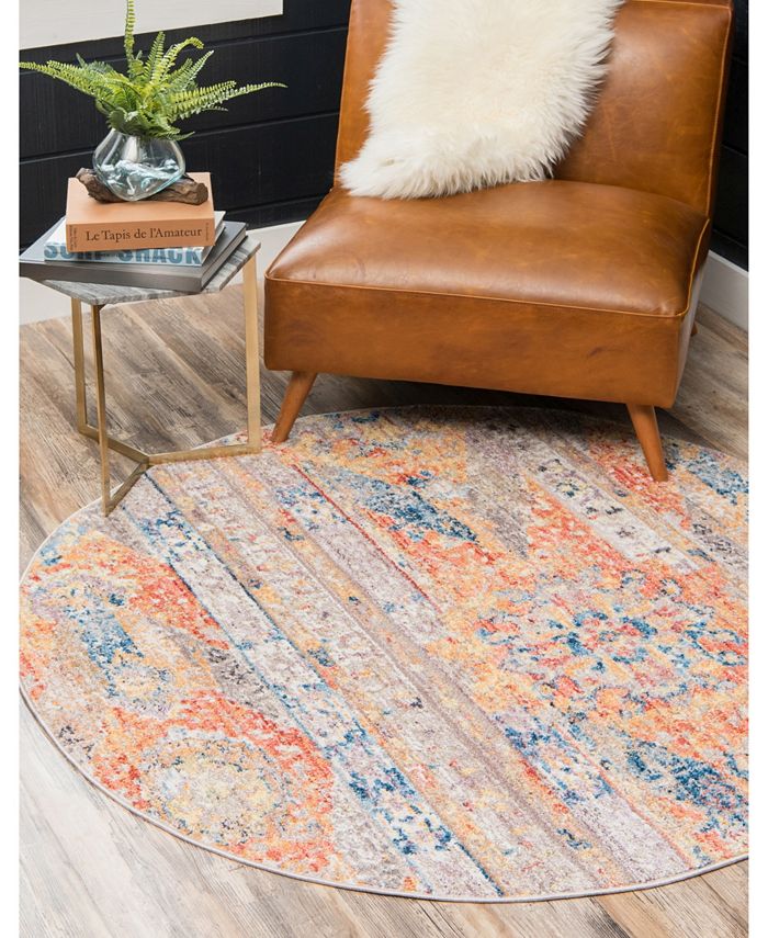 Bayshore Home Nira Nir1 Orange 3' 3" x 3' 3" Round Area Rug Macy's