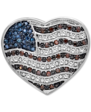 image of Diamond Flag Heart Pin (1/4 ct. t.w.) in Sterling Silver