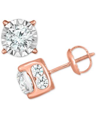 TruMiracle Diamond Stud Earrings (2 ct. t.w.) in 14k White, Yellow or Rose Gold - Rose Gold