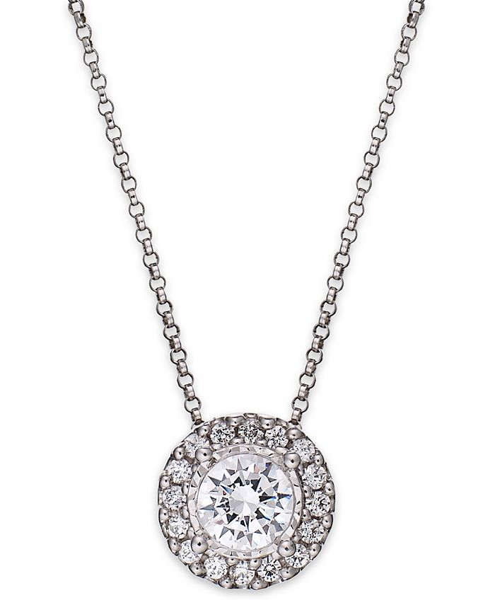 TruMiracle Diamond Halo Pendant Necklace in 14k White Gold 1 2 ct