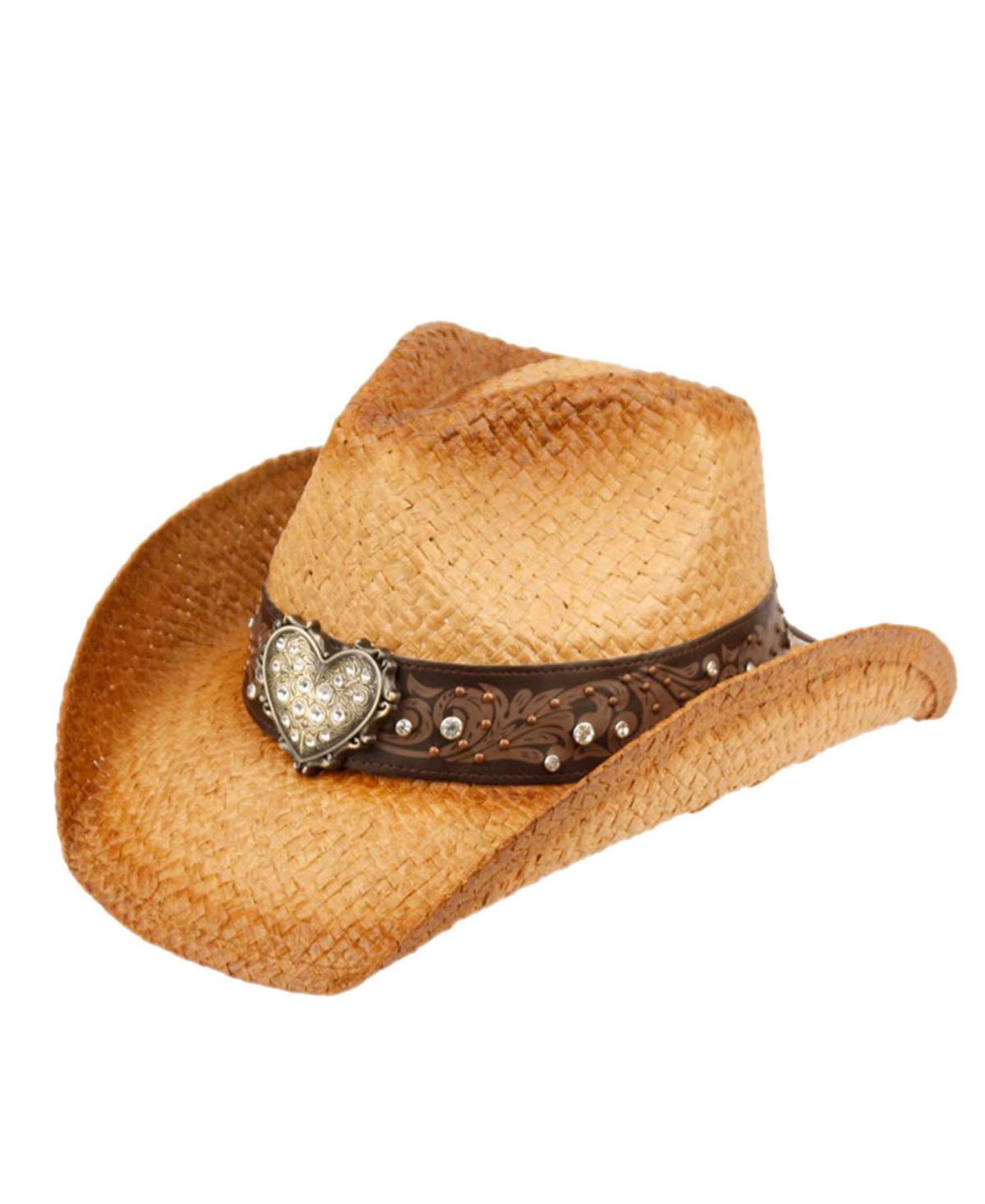 Cowboy Hat with Trim Band and Studs - Natural
