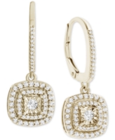 Diamond Halo Drop Earrings (1/2 ct. t.w.) in Sterling Silver, 14k Rose Gold Sterling Silver & 14k Gold Sterling Silver. - Gold-