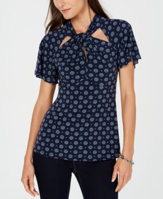 Michael Kors - Printed Twist-Neck Blouse