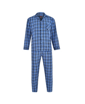 Hanes Platinum Hanes Men's Cvc Broadcloth Pajama Set In Blue Plaid
