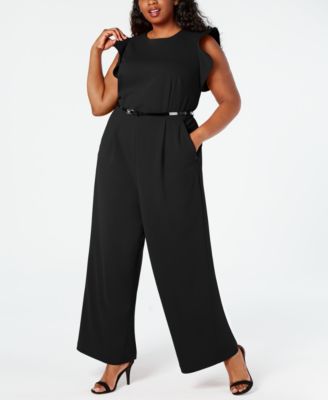 macy's calvin klein black jumpsuit