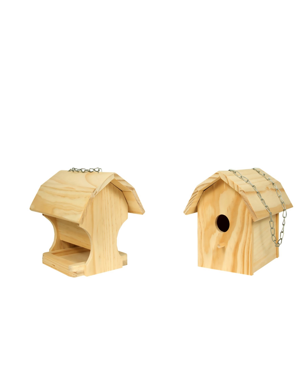 Homeware 2 Pack Combo Diy Kit Bird Feeder, Bird House In Tan