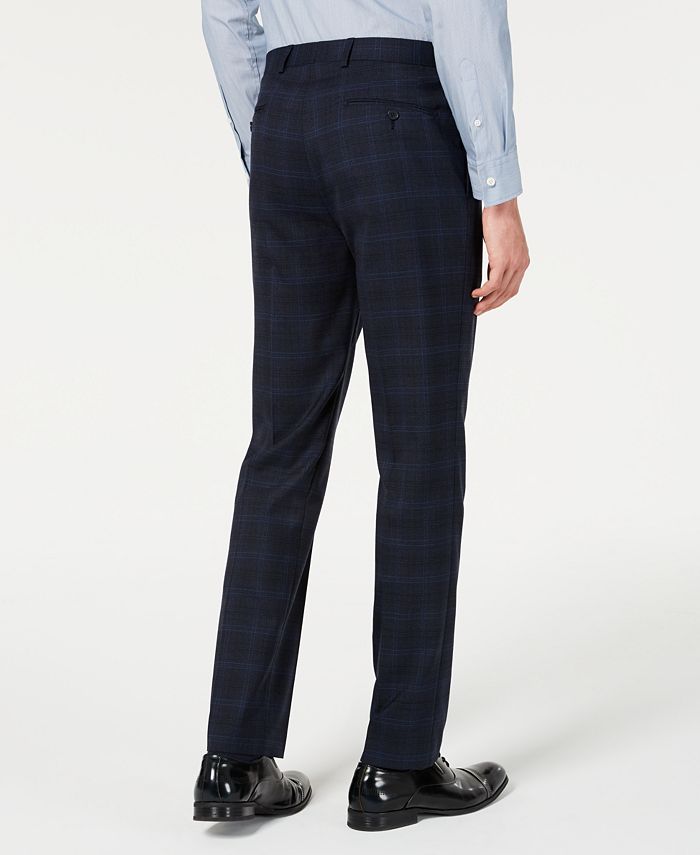 Calvin Klein Men's X Slim-Fit Stretch Navy Plaid Suit Separate Pants ...
