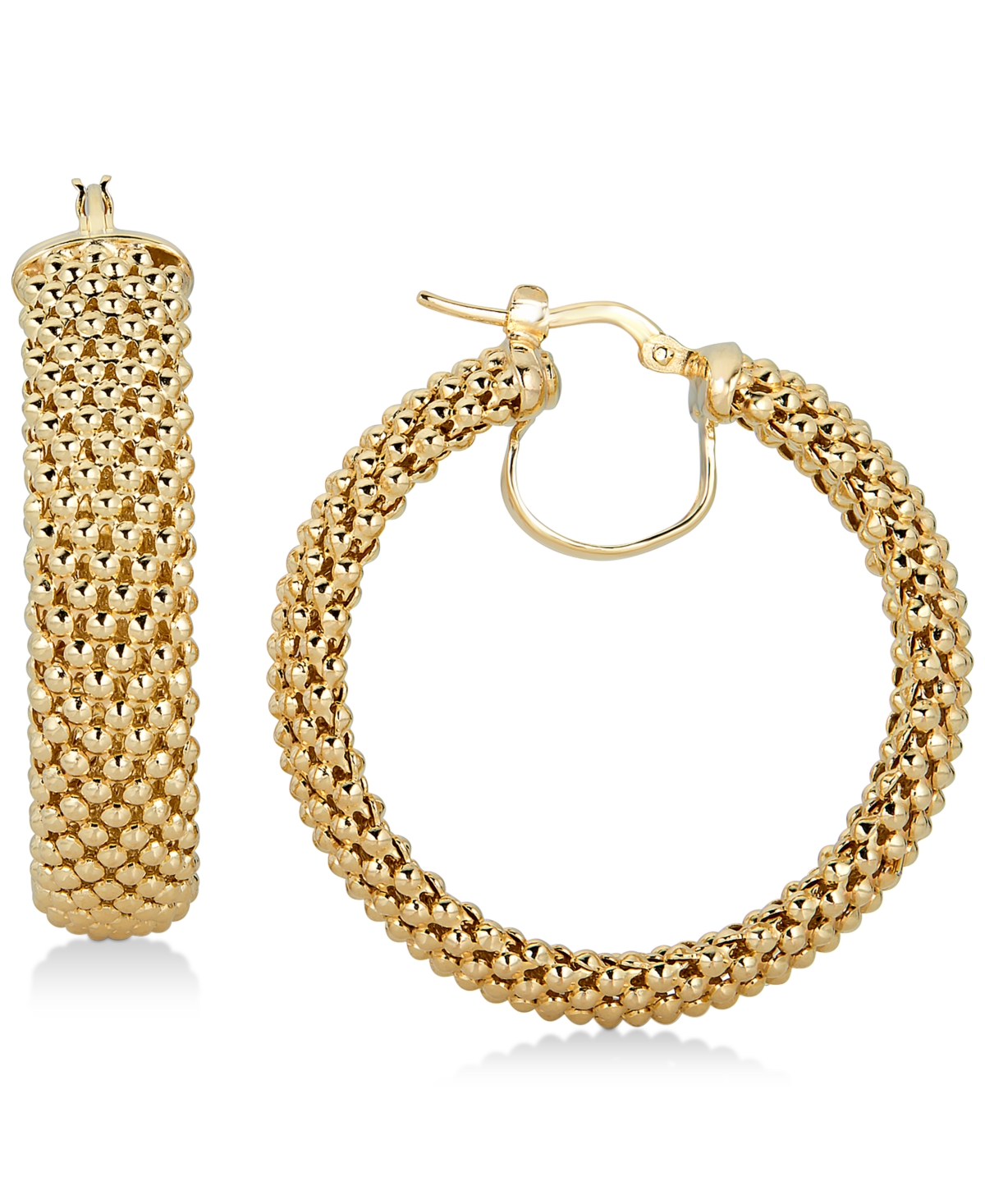 Mesh Hoop Earrings in 14k Gold-Plated Sterling Silver - Gold Over Silver
