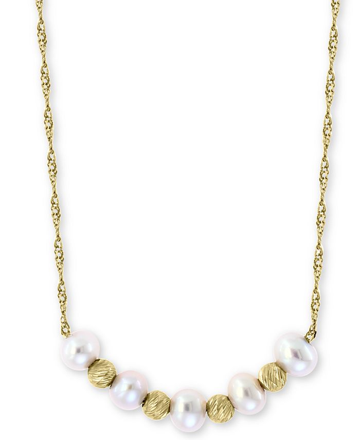 EFFY Collection - Cultured Freshwater Pearl (3-1/2mm) & Bead 18" Statement Necklace in 14k Gold