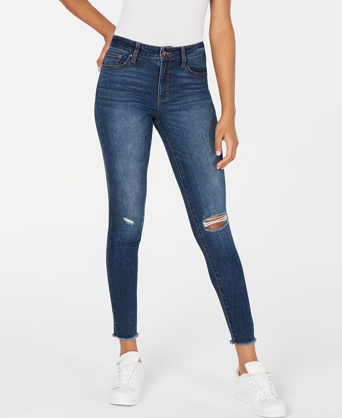 Tinseltown Juniors' Ripped Raw-Edged Skinny Jeans - Macy's