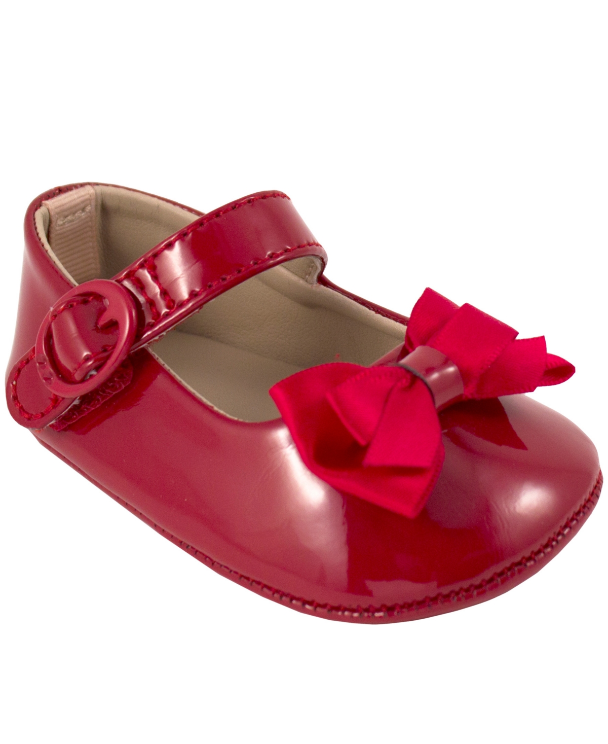 Baby Deer Baby Girl Patent Skimmer With Fancy Bow In Red
